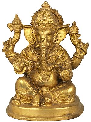 4" Small Ganesha Brass Sculpture | Handmade | Made in India
