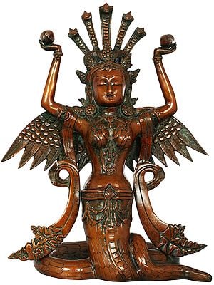 15" Naga Kanya (The Snake Woman) In Brass | Handmade | Made In India