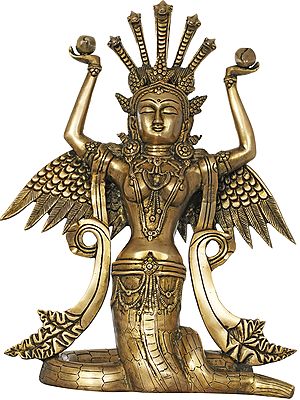 15" Naga Kanya (The Snake Woman) In Brass | Handmade | Made In India