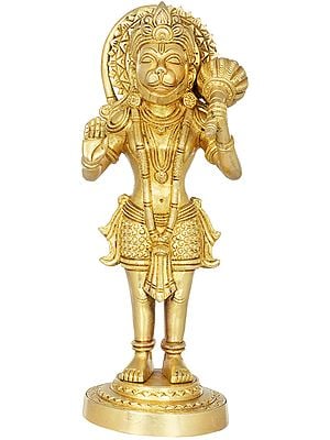 11" Blessing Hanuman In Brass | Handmade | Made In India
