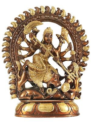 12" Mahishasura-Mardini Goddess Durga In Brass | Handmade | Made In India