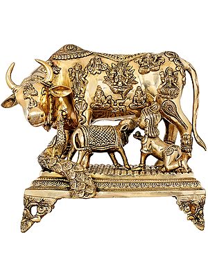 12" All Gods Live in The Body of Cow In Brass | Handmade | Made In India