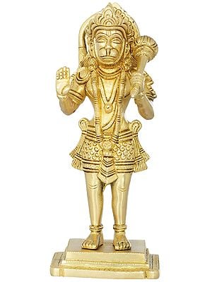 8" Mahavir Hanuman In Brass | Handmade | Made In India
