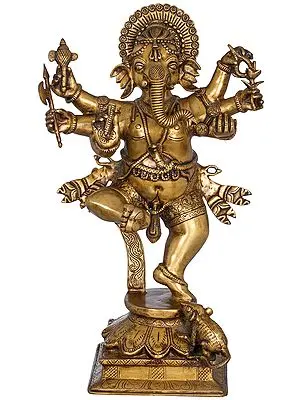 19" An Ecstatic Dancing  Ganesha In Brass | Handmade | Made In India
