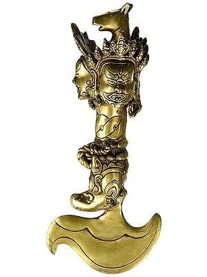 5" Tibetan Buddhist Mahakala Chopper In Brass | Handmade | Made In India