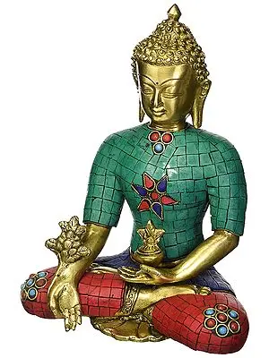 10" Medicine Buddha In Brass | Handmade | Made In India