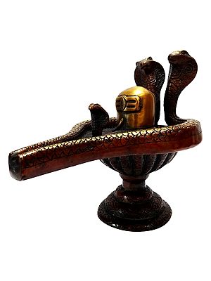 8" Shiva Linga with Three Snakes In Brass | Handmade | Made In India