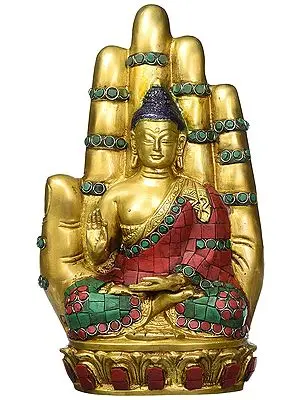 9" Buddha Seated in Blessing Hand In Brass | Handmade | Made In India