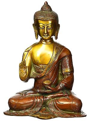 8" Blessing Buddha Brass Statue - Tibetan Buddhist Idols | Made in India