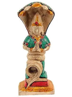 8" Patanjali Statue with Inlay Work In Brass | Handmade | Made In India