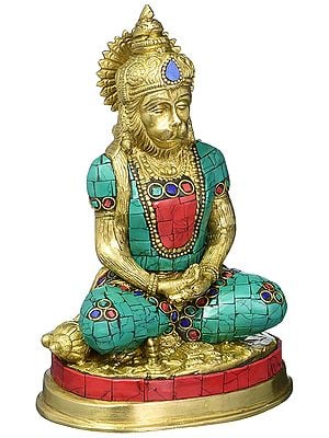 7" Lord Hanuman in Dhyana Mudra In Brass | Handmade | Made In India