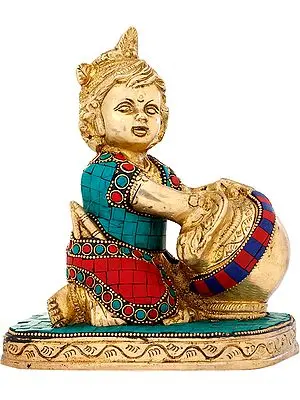 Little Krishna Enjoying Butter