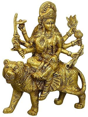 Purpledip Brass Idol Mahishasura-mardini Durga Avatar Shri Vihat MATA Meldi Ma 12158