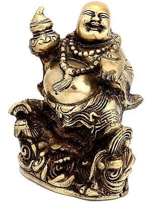 7" Laughing Buddha Statue in Brass | Handmade | Made in India