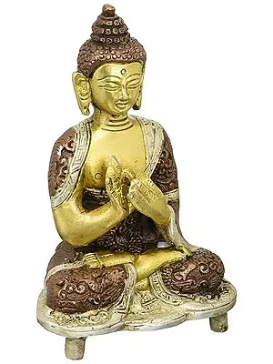 6" Buddha in Teaching Mudra In Brass | Handmade | Made In India