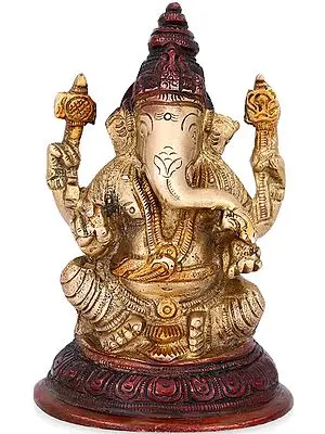 3" Blessing Ganesha In Brass | Handmade | Made In India