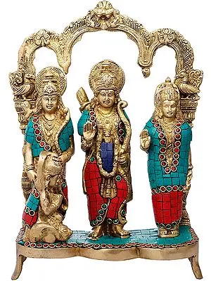 11" Lord Rama, Lakshman and Goddess Sita (Ram Darbaar) In Brass | Handmade | Made In India