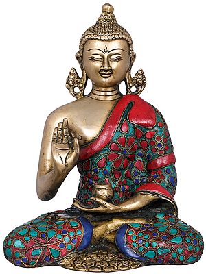 9" Tibetan Buddhist Deity Preaching Buddha In Brass | Handmade | Made In India