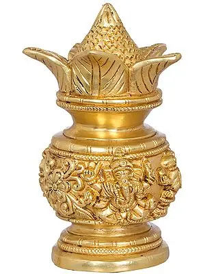6" Coconut Kalash For Ganesha Worship in Brass | Handmade | Made In India