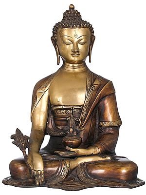 15" The Medicine Buddha (Tibetan Buddhist Deity) In Brass | Handmade | Made In India