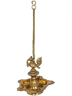 FIve Wicks Roof Hanging Peacock Lamp