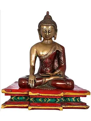 Buddha Seated on Wooden Chowki, His Hand In Bhumisparsha Mudra