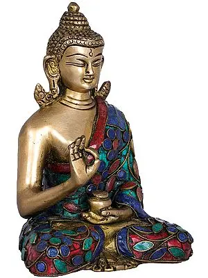 6" Tibetan Buddhist Deity Preaching Buddha In Brass | Handmade | Made In India