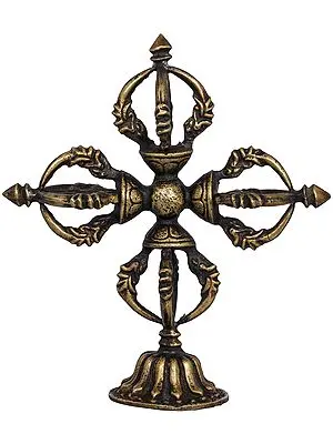Tibetan Buddhist Double Dorje on Stand (Vishva-Vajra)
