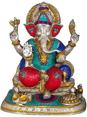 12" Puja Ganesha In Brass | Handmade | Made In India