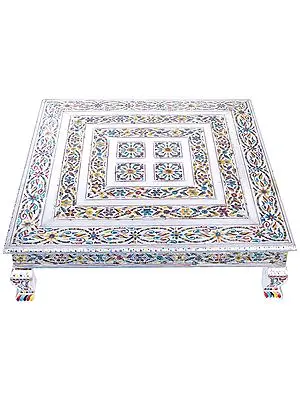 Large Decorated Puja Chowki