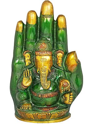 9" Lord Ganesha in Blessing Hand In Brass | Handmade | Made In India