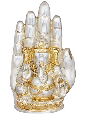 9" Lord Ganesha in Blessing Hand in Brass | Handmade | Made In India