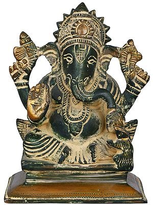 4" Lord Ganesha Small Size Brass Idol | Handmade | Made in India