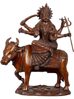 13" Gujarati Durga In Brass | Handmade | Made In India