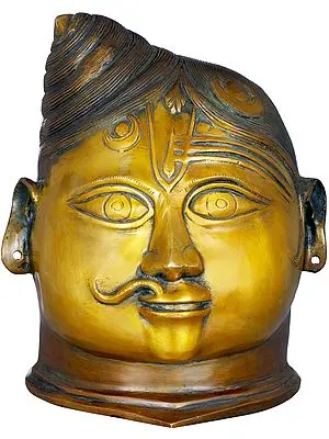9" Ardhanarishvara Head In Brass | Handmade | Made In India
