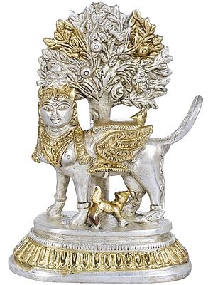 5" Kamadhenu Brass Idol | Handmade Metal Statue | Made in India