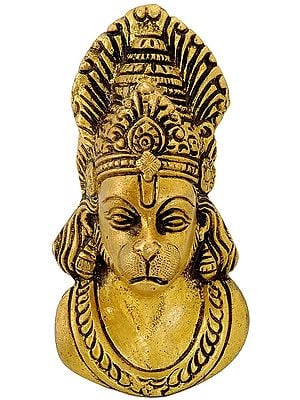 5" Lord Hanuman Head in Brass | Handmade | Made in India