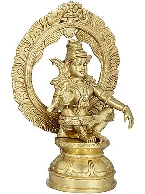 11" Ayyappan - A Saint Revered as Incarnation of Dharma In Brass | Handmade | Made In India