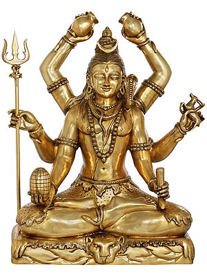 30" Lord Mahamrityunjaya, The Infallible One In Brass | Handmade | Made In India