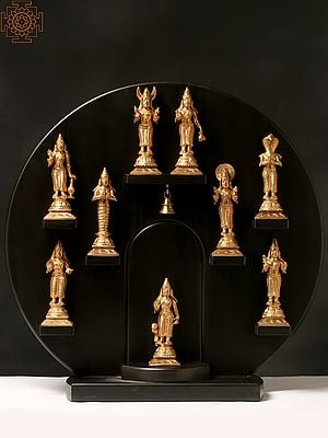 6" Small Navagrahas: Nine Planetary Gods - Surya, Chandra, Mangal, Budha, Brihaspati, Shukra, Shani, Rahu and Ketu | Handmade | Madhuchista Vidhana (Lost-Wax) | Panchaloha Bronze from Swamimalai