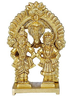 5" Lord Vitthal or Panduranga and Rukmini Statue in Brass | Handmade | Made in India