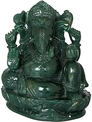 Lord Ganesha Carved in Jade Gemstone