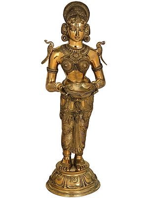 30" Large Size Deepalakshmi in Brass | Handmade | Made in India