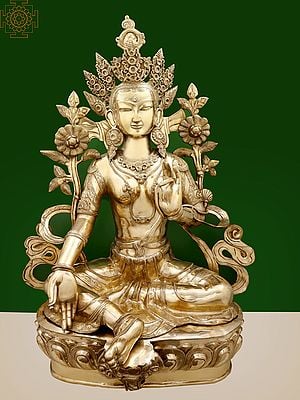 61" Superfine Large Tibetan Buddhist Goddess Green Tara In Brass | Handmade