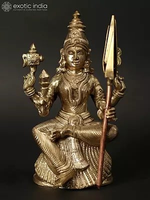8" Goddess Rajarajeshwari Bronze Statue | Tripura Sundari Idol | Hoysala Art