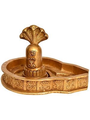 12" Brass Shiva Linga Idol with Shiva's Snakes Crowning It | Handmade Brass Statue | Made in India