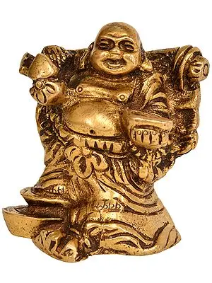 3" Laughing Buddha Statue in Brass | Handmade | Made in India
