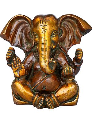 4" Lord Ganesha in Ashirwad Mudra In Brass | Handmade | Made In India