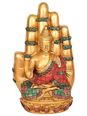 9" Buddha in Hand In Brass | Handmade | Made In India