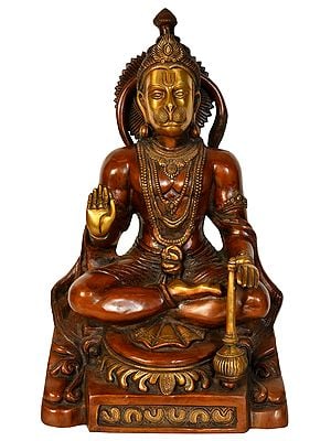 17" Blessing Lord Hanuman In Brass | Handmade | Made In India